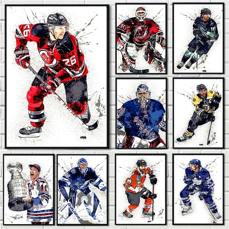 Home Gym For Kids - Abstract Ice Hockey Portrait Sport Canvas