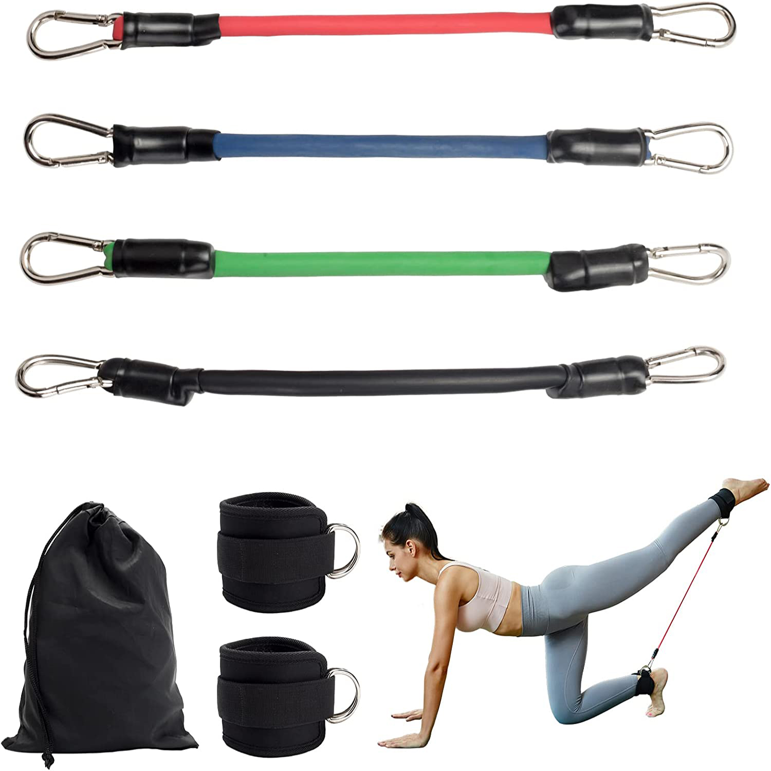 Leg Home Gym Workout - Elastisch weerstandsbandpak, enkelbandjes, fitnessapparatuur, thuisbenen fitness,