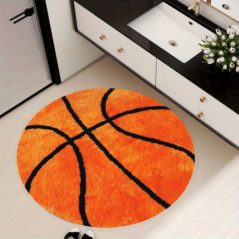 Home Gym For Kids - Basketbalpatroon rond tapijt flanel zacht woondecoratie