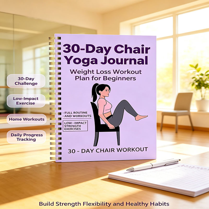 Home Gym Guide - 30 dagen stoelyoga-afvaldagboek, traininggids met lage